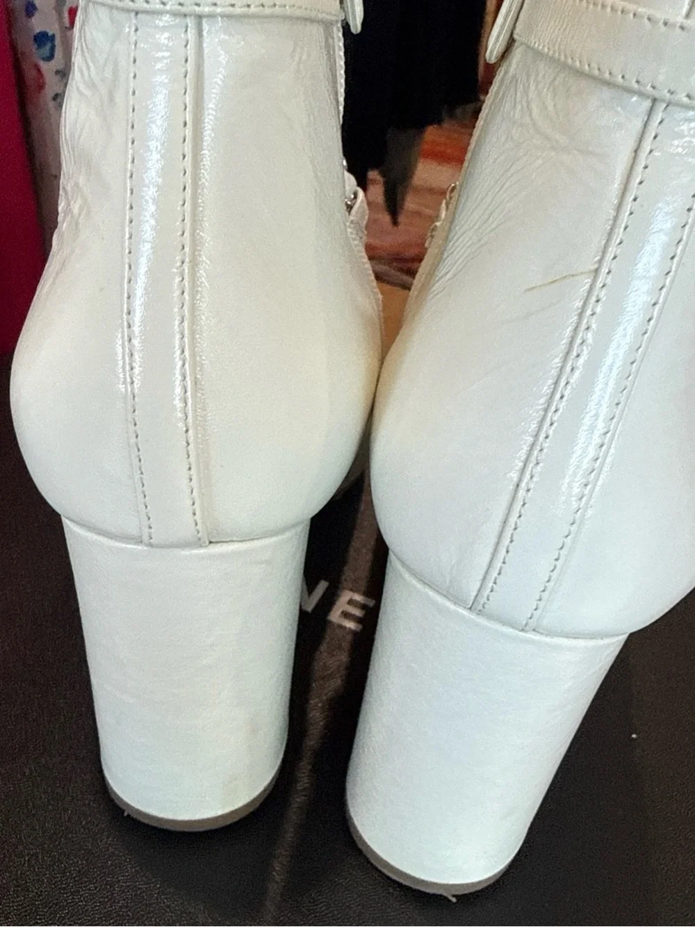 CHANEL White Leather Chain-Wrapped Ankle Boots
